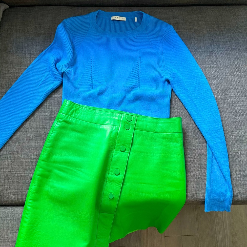 Sandro real leather skirt